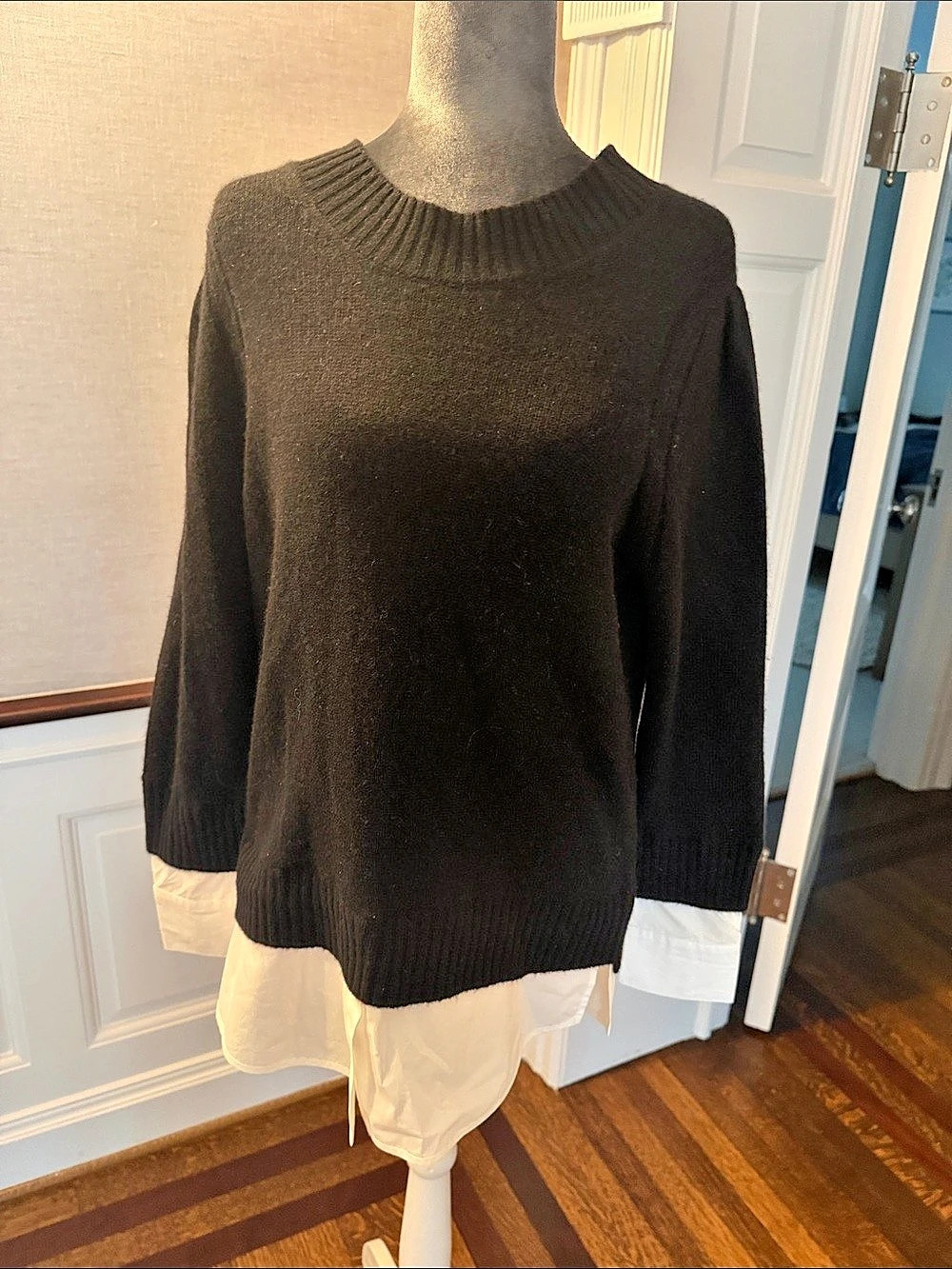 Brochu Walker Eton Layered Crew Looker Sweater Wool Cashmere Medium